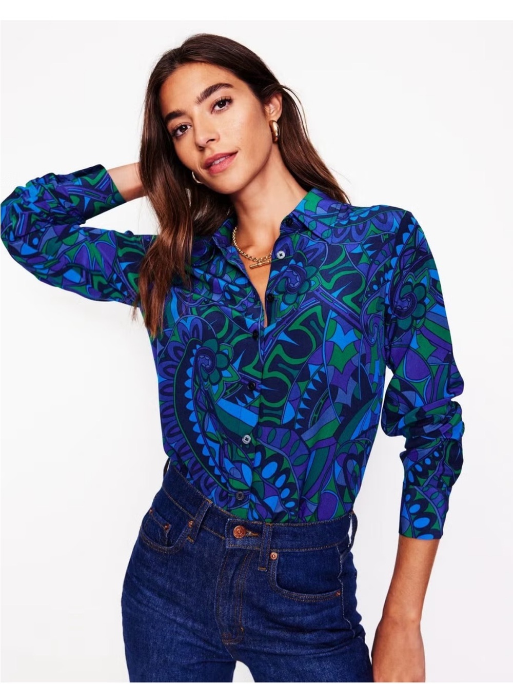 Boden Sienna 100% Silk Blouse Size 16-18R